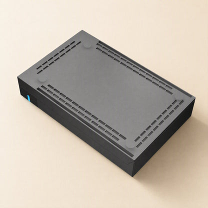 Baybox – Underside of the enclosure showing slotted ventilation rows and four rubber feet