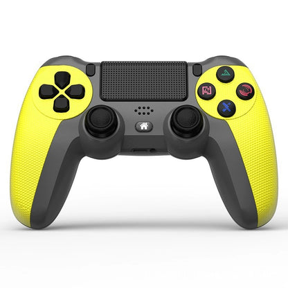Joyaxis – Yellow and grey controller with textured grips, front view on a white background