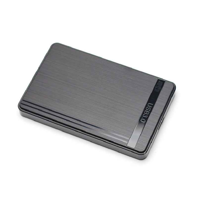 Driveshell External Hard Drive Enclosure Case in black with brushed metal finish and USB3.0 label, angled view