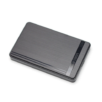 Driveshell External Hard Drive Enclosure Case in black with brushed metal finish and USB3.0 label, angled view