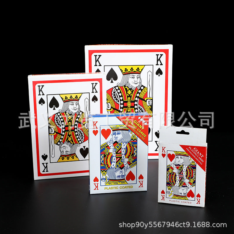 Bigleaf – Four sizes of oversized playing cards showing the King of spades and King of hearts faces, plastic coated