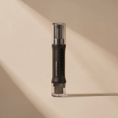 Cardglide – Upright black card reader with clear end caps and a slim side card slot, shown in diagonal light