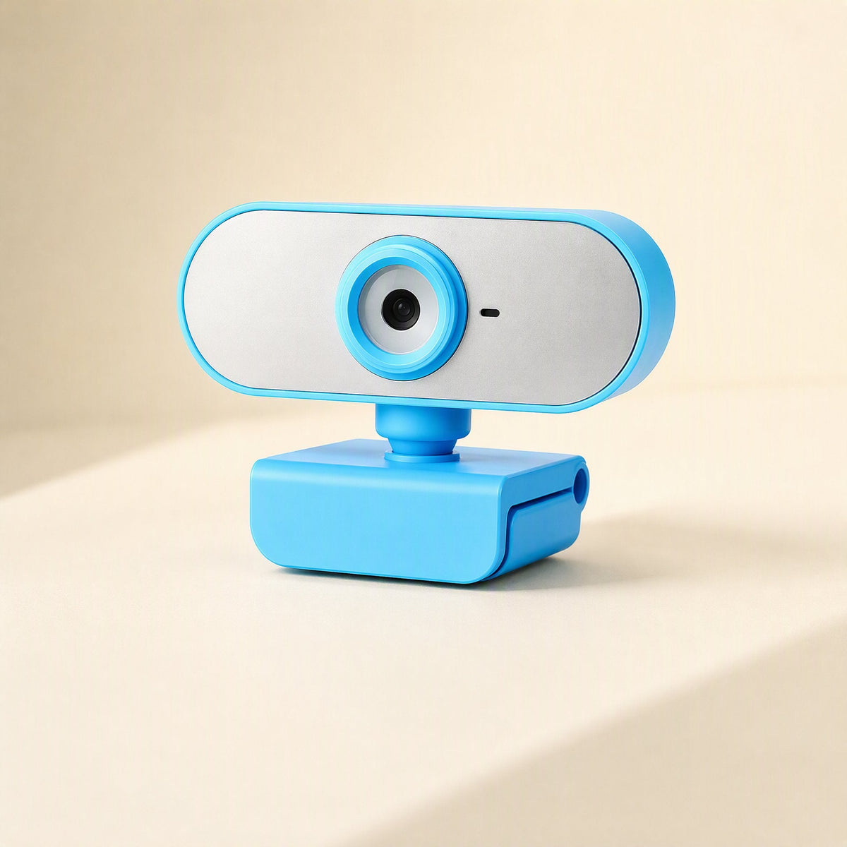 Streamface USB Live Streaming Camera in blue, front three-quarter view on a cream surface