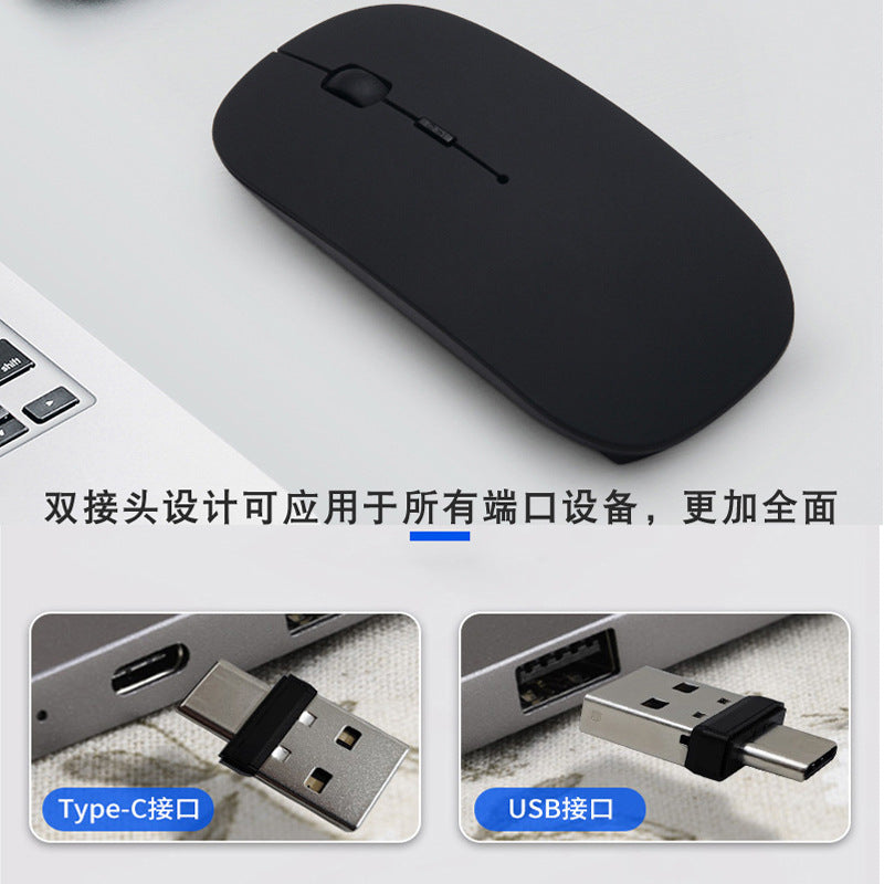 Linklet – Black mouse above a laptop, with Type-C and USB receiver ends shown in two close-up insets