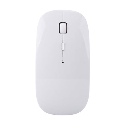 Top view of the white Linklet mouse showing its scroll wheel and slim, glossy body