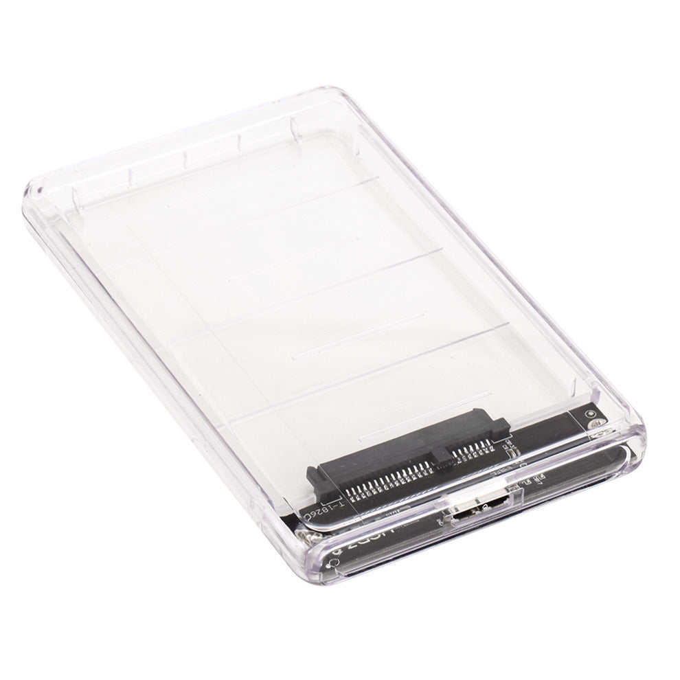 Driveflex SSD & Mechanical Hard Drive Enclosure USB 3.0, clear case at an angle showing SATA connector