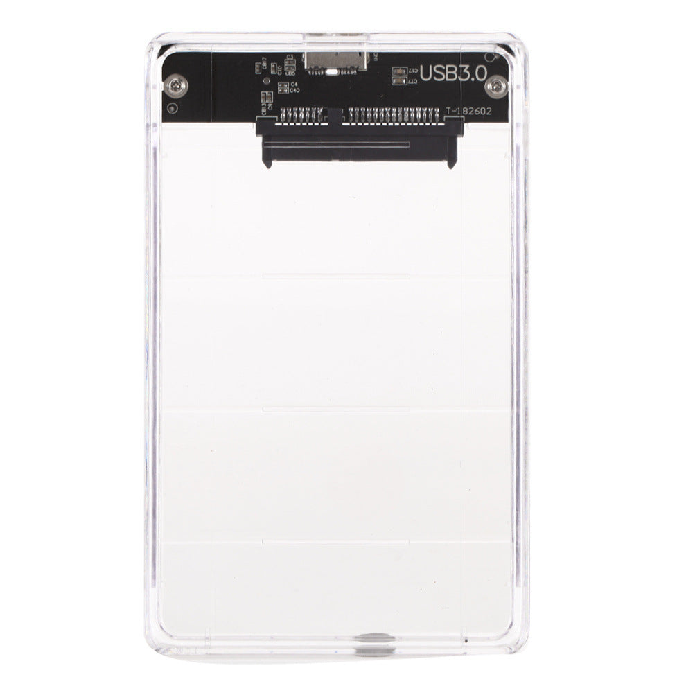 Driveflex – Top-down view of the transparent enclosure with USB3.0 printed on the circuit board