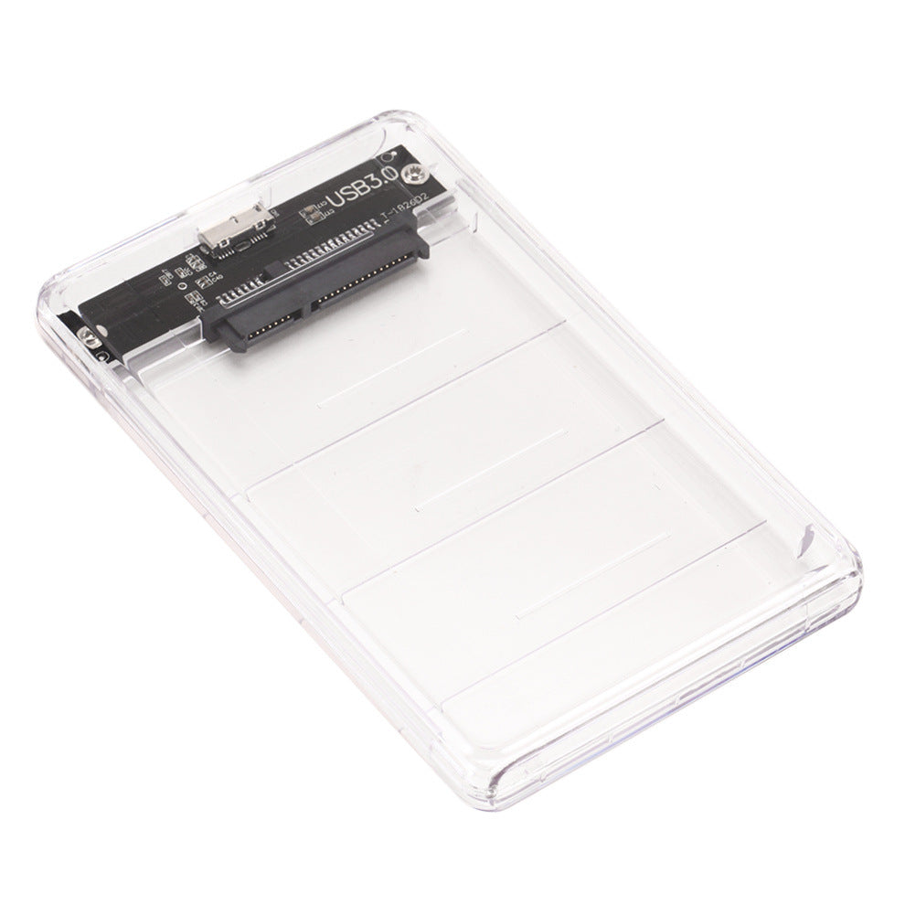 Driveflex – Angled view of the clear enclosure showing the circuit board, SATA connector and USB 3.0 port