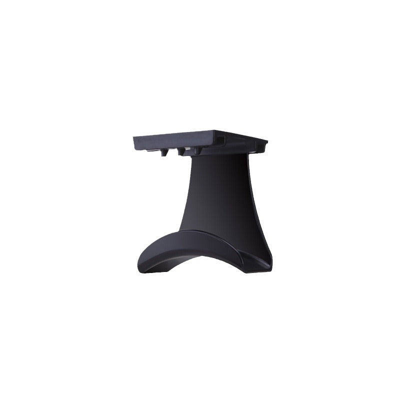 Perchloop – Black headset holder on a white background, showing its flat mounting plate and curved arc