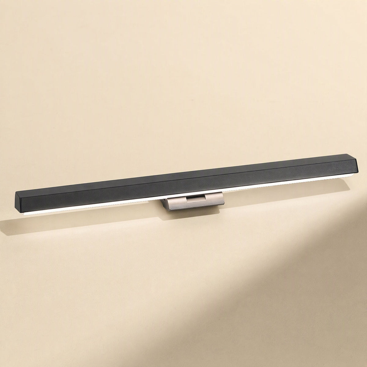Dimperch – Black LED light bar with a silver clip, front view with a thin glowing strip along the bottom edge
