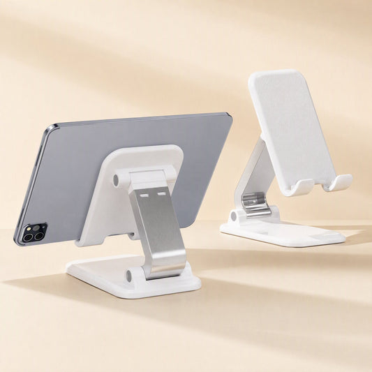Standperch – White folding stand with a tablet resting on it, seen from behind, and a second stand open in the background