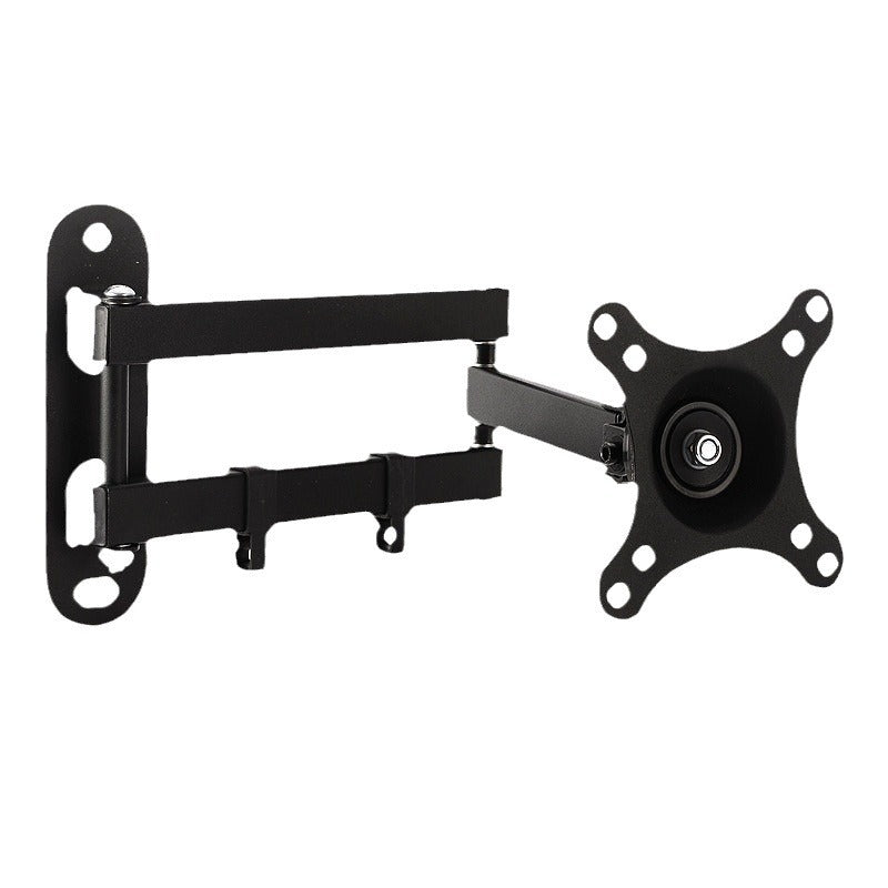 Pivotmount – Black wall bracket with extended arm and four-hole mounting plate, on a white background
