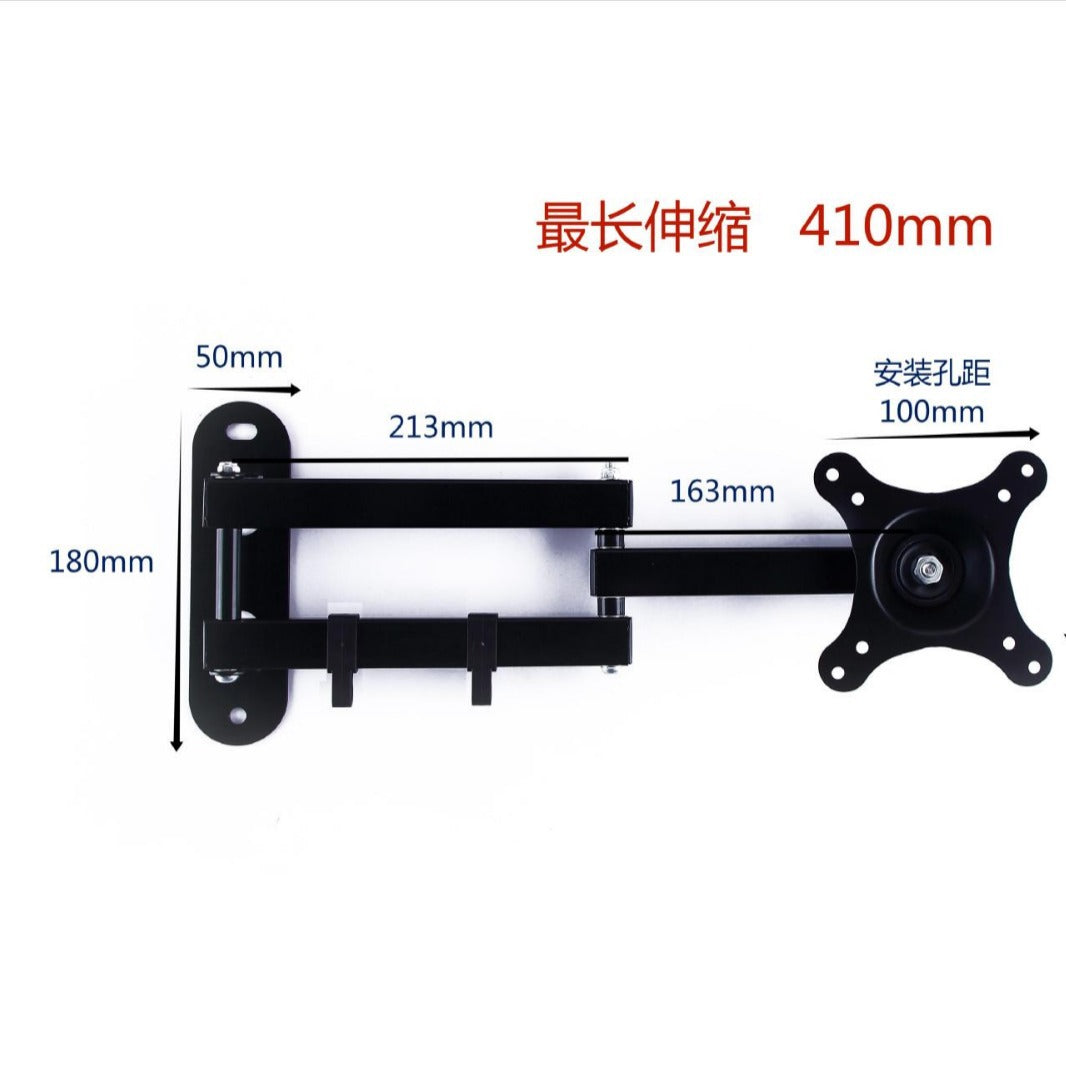 Pivotarm – Bracket diagram with measurements: 180mm plate height, 213mm and 163mm arms, 100mm hole spacing, 410mm reach