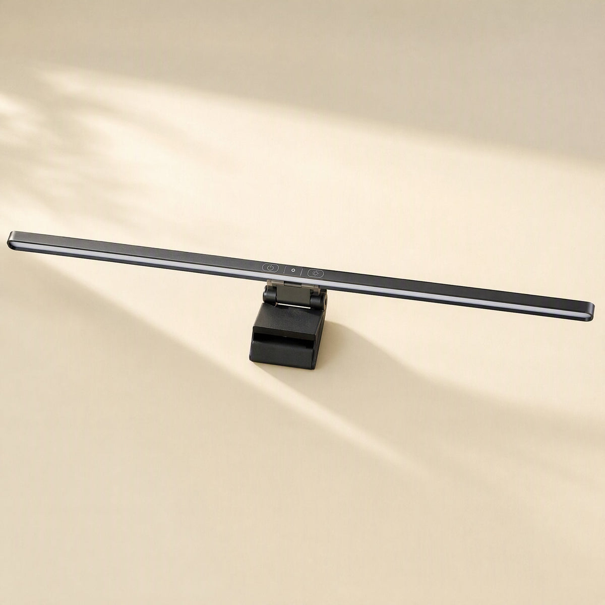 Tapbar Touch USB Screen Hanging Light in black, angled view with touch controls on the slim bar