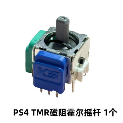 Trueaxis – Joystick module with gray stick, blue KS casing in front and green casing behind, labeled PS4 TMR