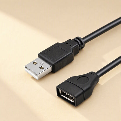 Copperreach USB Extension Cable with A male plug and A female port, angled on a beige background