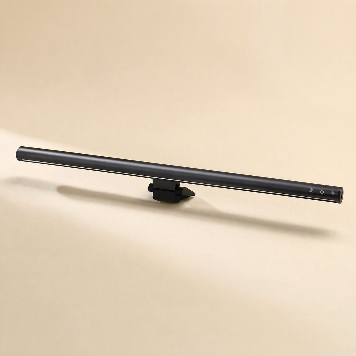 Alulight Aluminum Alloy Screen Hanging Lamp, black bar light with clip mount on a cream background