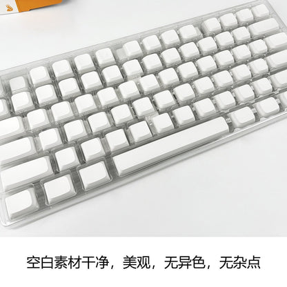 Xdalux Blank PBT Keycap Set for DIY Coloring – rows of plain white blank keycaps laid out in a clear plastic packaging tray