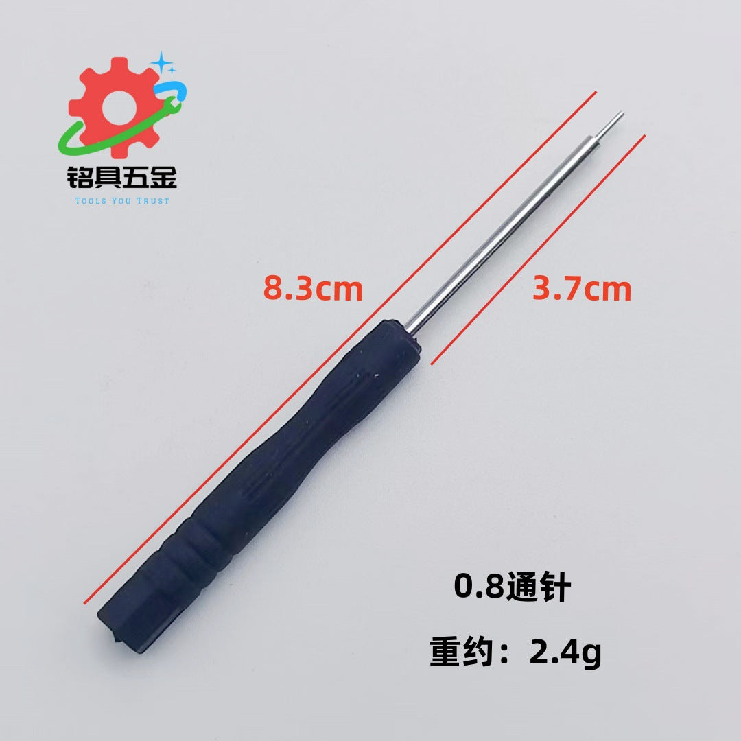 Precisor – Single blue-handled mini screwdriver with red dimension lines showing 8.3 cm length and 3.7 cm shaft