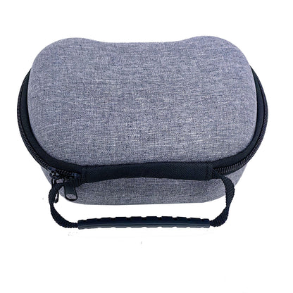 Padpack – Top view of the closed gray controller case with black zipper and ribbed black carry handle