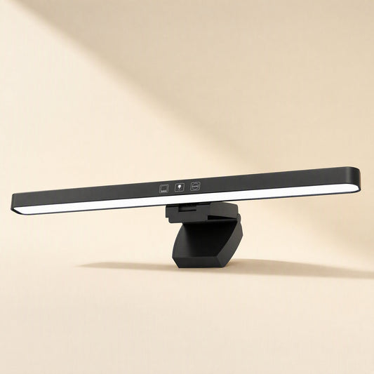 Deskshine 10W USB Screen Hanging Light – black light bar on its clip mount, with three touch icons visible on the front panel