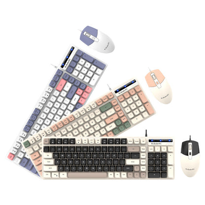 Typeflow – Purple, peach-green and black-cream keyboards fanned out with matching mice on a white background