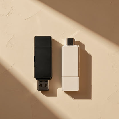 Readlink – Black and white card readers side by side, seen from above, with sunlight casting diagonal shadows