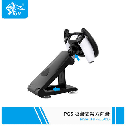 Wheelnest – Side view showing the folding support arm, controller mount and arrows marking the adjustment points