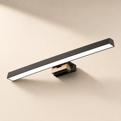 Usbglow USB-Powered Screen Hanging Light, black bar with wood-toned clip, shown against a cream wall