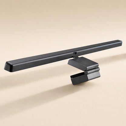 Usbglow – Black light bar seen from behind, showing the folding clip and a small port at the center of the bar