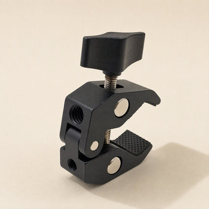 Streamclip Aluminum Alloy Phone Bracket Clip in black, angled view with thumb screw knob on top