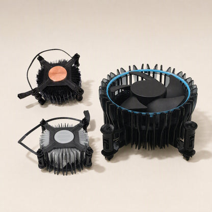 Socketcool LGA1700 Desktop CPU Cooler in three sizes: copper-base, aluminum-base and large blue-ringed fan model