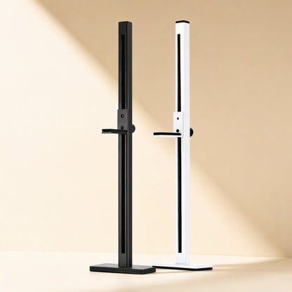 Chipstand Computer Chassis Graphics Card Bracket in black and white, standing upright on a beige backdrop
