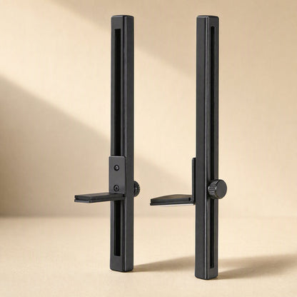 Chipstand – Two black graphics card brackets with slotted vertical posts and adjustable support arms with thumb screws