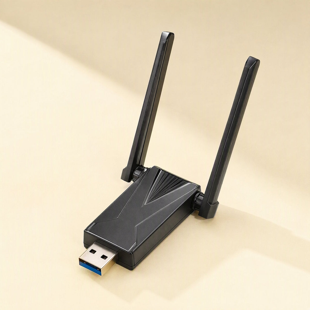 Wavepair USB WiFi 6 Network Card – larger black adapter with two upright antennas and a blue USB 3.0 connector