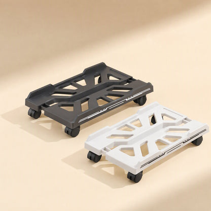 Towerperch Computer Host Stand in black and white side by side on a beige background