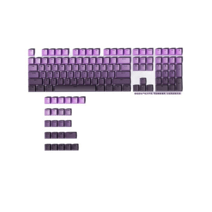 Gradkey – Full keycap set in purple fading from light lilac to deep violet, shown flat on white with extra keys below