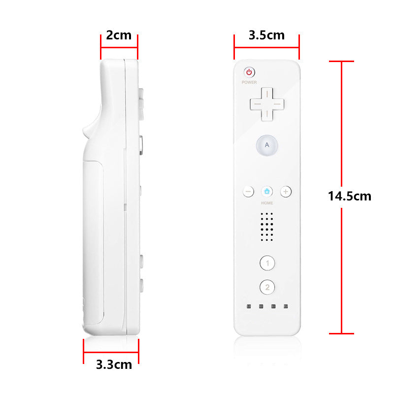 Wavepulse – White controller with size markings: 14.5cm long, 3.5cm wide, 2cm and 3.3cm thick in side view