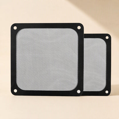 Dustflow PVC Magnetic Fan Dust Filter in black, two sizes stacked on a cream background