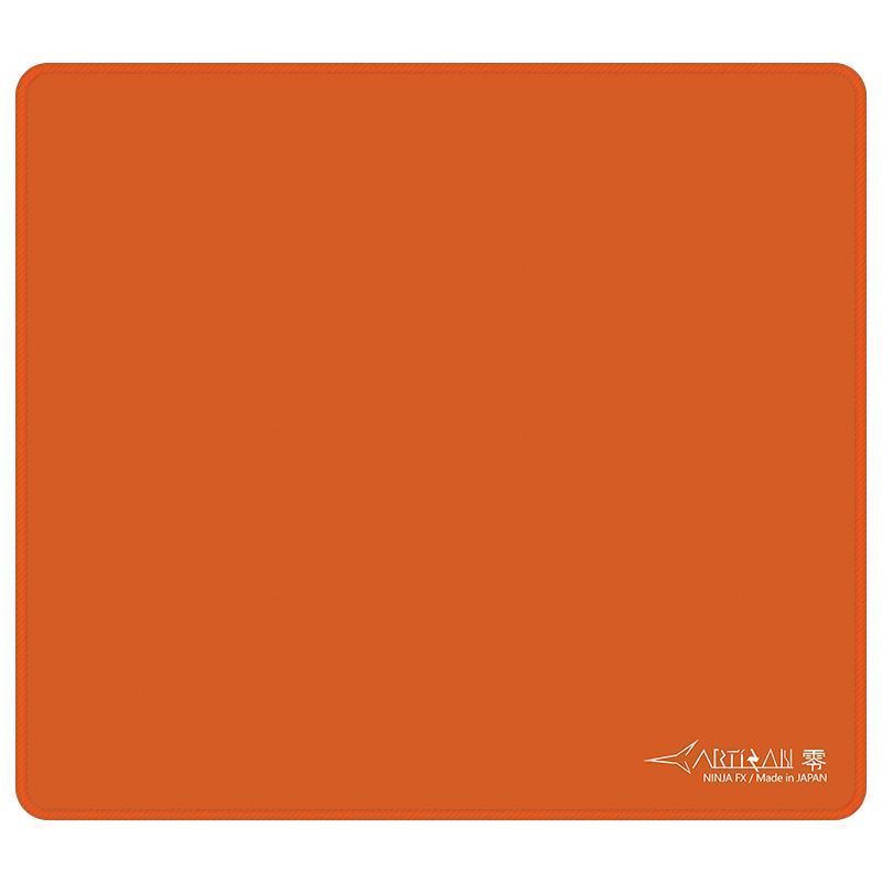 Slidecraft – Flat top view of a plain orange mouse pad with rounded corners and a small white logo at the bottom right